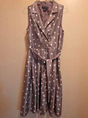 Jessica Howard Grey/White Polka Dot, V Neck with Tie 12